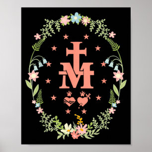 Póster Ramo de Medalla Milagrosa Rosa Cruz Católica