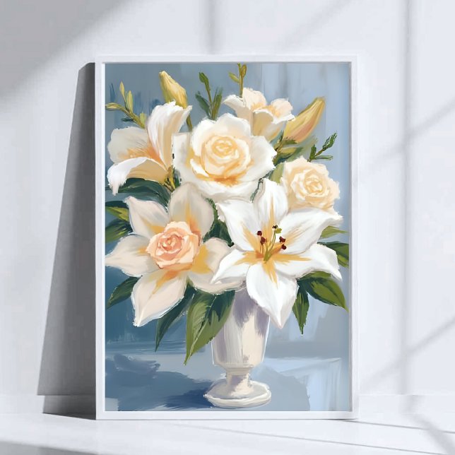 Póster Ramo de novia blanco floral acuarela (Subido por el creador)