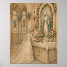 Póster Ramo de novia en altar mariano para boda