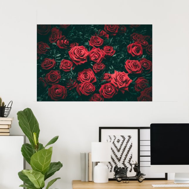 Póster Ramo de rosas rojas (Oficina en casa)