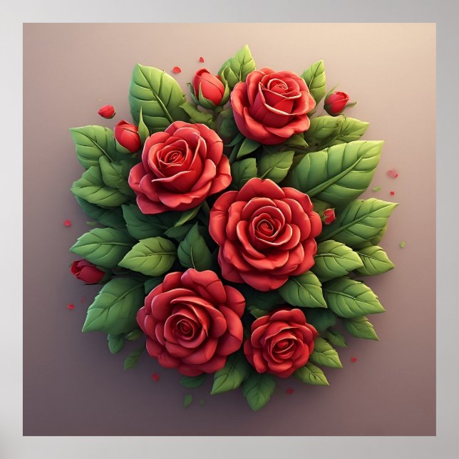 Póster Ramo de Rosas Rojas Vibrantes (Frente)