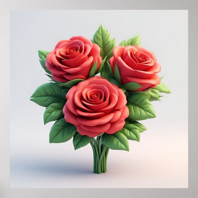 Póster Ramo de Rosas Rojas Vibrantes (Frente)