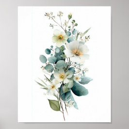 Póster Ramo Floral Blanco de Eucalipto