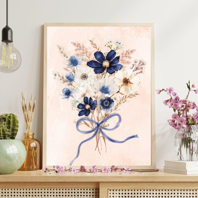 Póster Ramo Floral de Flor Azul Acuarela (Subido por el creador)