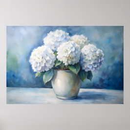 Póster Ramo Floral de Hortensias Blancas Elegantes