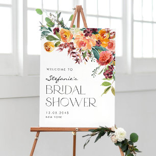 Póster Ramo Floral de Otoño en Acuarela para Despedida de