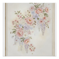 Ramo Floral Elegante de Peonías Rosadas y Wisteria