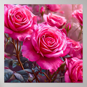 Póster 🌹 Ramo Floral Elegante de Rosas Rosadas Vibrantes