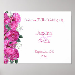 Póster Ramo Floral Romántico Bienvenida Boda