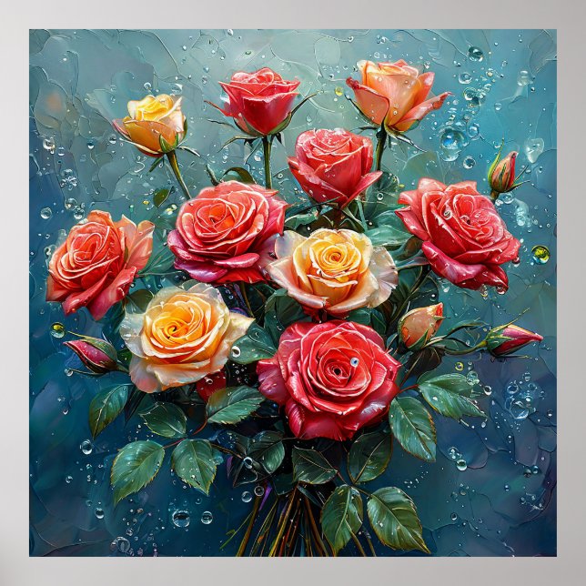Póster Ramo vibrante de rosas (Frente)