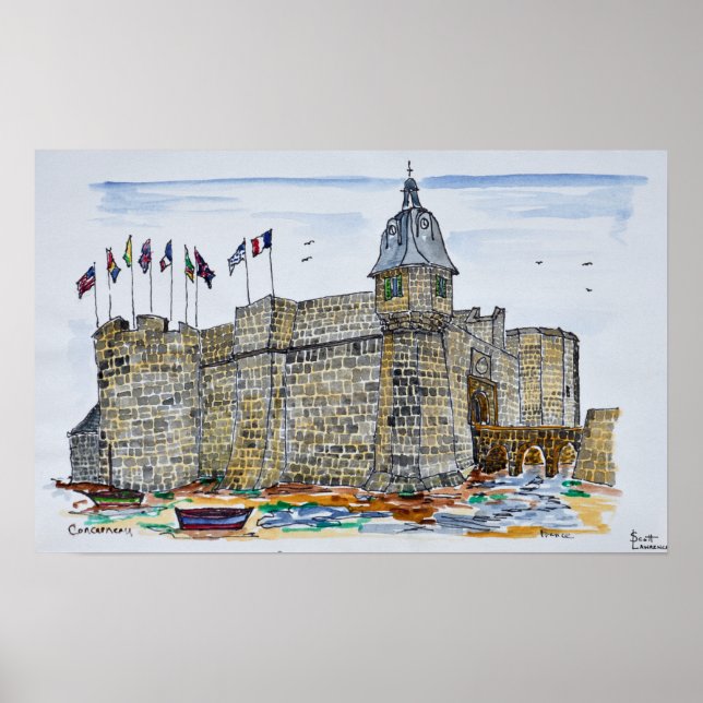 Póster Ramparts y Puerta de Concarneau | Bretaña, Francia (Frente)