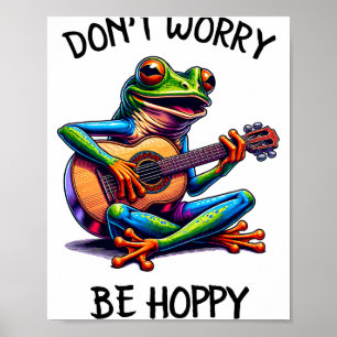 Póster Rana Adorable Tocando Una Guitarra No Te Preocupes