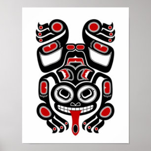 Póster Rana arbórea roja y negra del alcohol del Haida