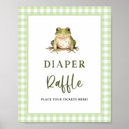Póster Rana Baby Shower Diaper Raffle Ticket Rótulo