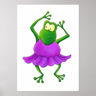 Póster Rana Ballerina con Tutu Morado