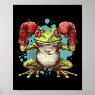 Póster Rana boxeadora con guantes de boxeo kickboxing div
