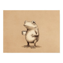 Rana con Café – Animal Antiguo Caprichoso