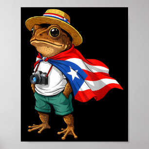 Póster Rana Coqui Bandera de Puerto Rico Taino Boricua Pu