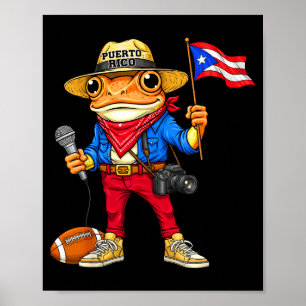 Póster Rana coqui de Puerto Rico música callejera fútbol