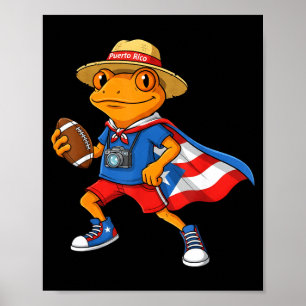 Póster Rana coqui genial bandera de puerto rico fútbol di