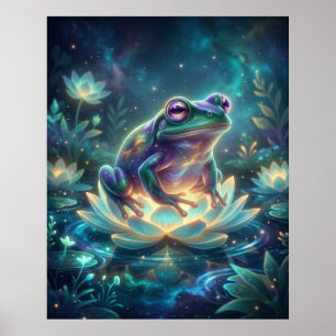 Póster Rana Cósmica Loto Luminoso