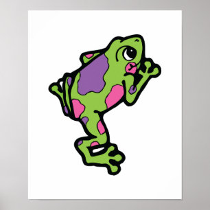 Póster rana de árbol rosa y morado