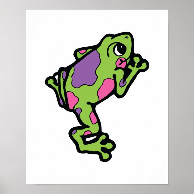 Póster rana de árbol rosa y morado (Frente)