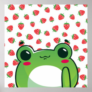 Póster Rana de fresa de Kawaii