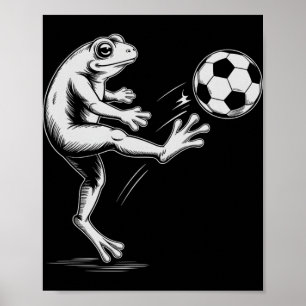 Póster Rana de fútbol lindo juego gol niños mamá