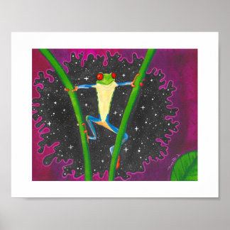 Póster Rana De Ojos Rojos En El Espacio