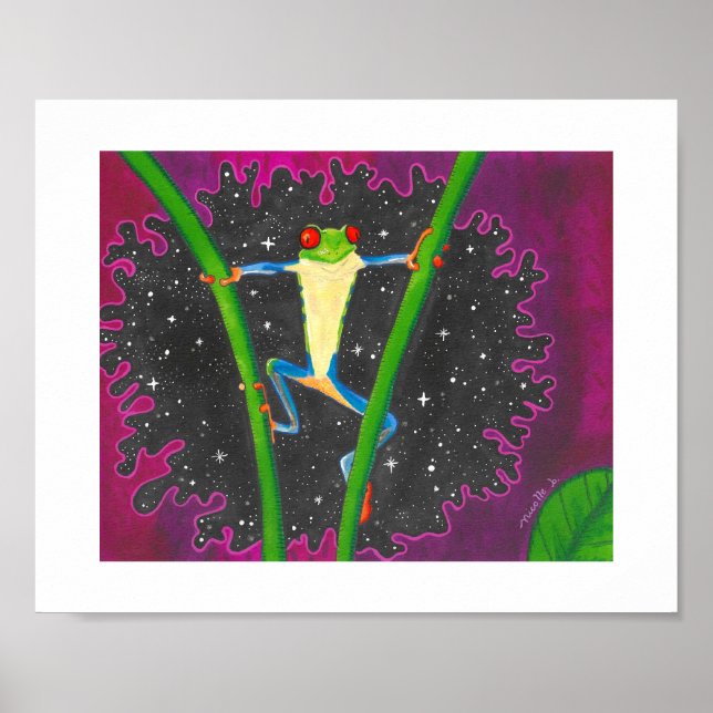 Póster Rana De Ojos Rojos En El Espacio (Frente)