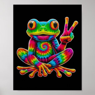 Póster Rana de teñido con nudo signo de paz hippie Navida