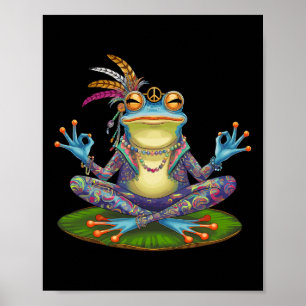Póster Rana de Yoga Paz Paz Hippie