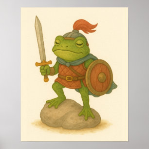 Póster Rana del valiente guerrero en una piedra