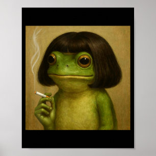 Póster Rana Divertida Bob Corte de Pelo Fumando Meme Para