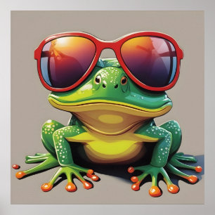 Póster Rana divertida con gafas de sol