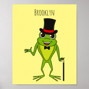 Póster Rana divertida con personalizado de sombrero super