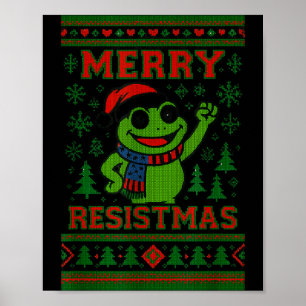Póster Rana divertida de Navidad Meme Resistmas Humor nav