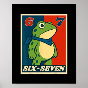 Póster Rana divertida seis siete 6 7 meme argot Gen Alpha