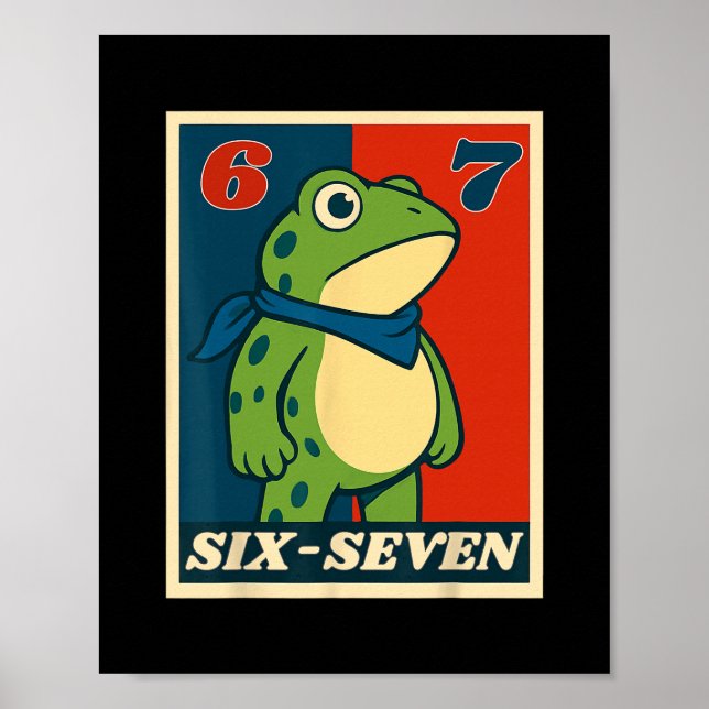 Póster Rana divertida seis siete 6 7 meme argot Gen Alpha (Frente)