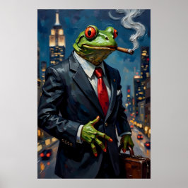 Póster Rana en traje con pintura de cigarros