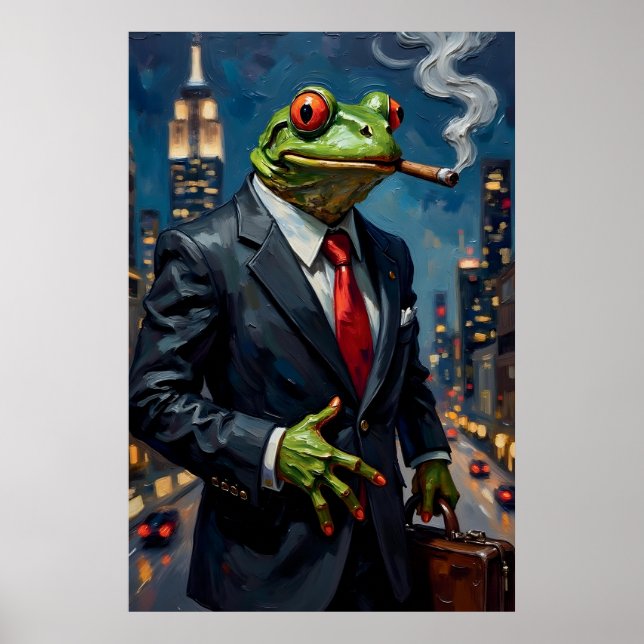 Póster Rana en traje con pintura de cigarros (Frente)