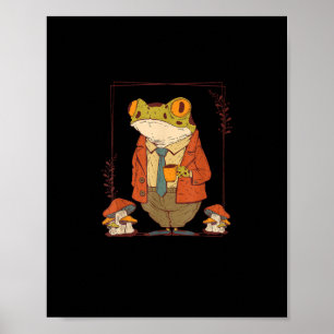 Póster Rana Estética Goblincore Académica Hongo