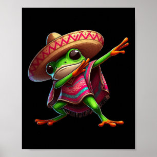 Póster Rana haciendo dab sombrero poncho Cinco De Mayo Me
