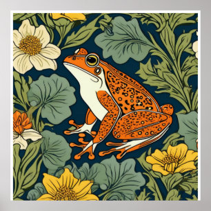 Póster rana inspiración William Morris