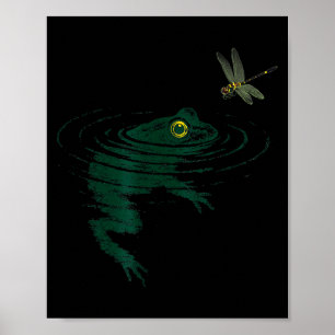 Póster Rana nadando, libélula Rana, gráfico de animal div