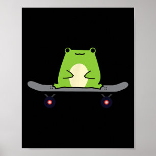 Póster Rana patinadora Anfibio Renacuajo Patinaje en mono