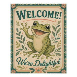 Póster Rana Retro de Bienvenida Somos Encantadores Arte A