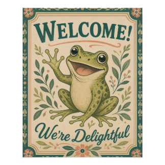 Póster Rana Retro de Bienvenida Somos Encantadores Arte A