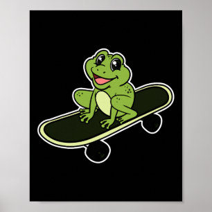 Póster Rana Sapo Anfibio Rana Patineta Patinaje
